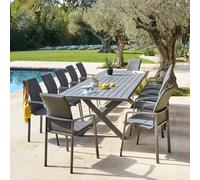Table de jardin extensible ""Axiome"" ardoise granitée 12 places en aluminium traité époxy - Hespéride