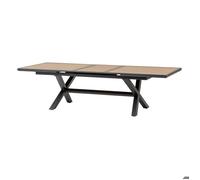 Table de jardin extensible ""Axiome"" effet bois honey graphite 10 places en aluminium - Hespéride - Gris graphite