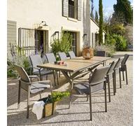 Table de jardin extensible AXIOME Effet bois Honey Praline 10 places - Aluminium traité époxy Hespéride