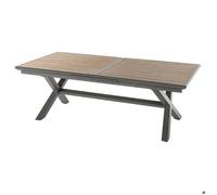 Table de jardin extensible ""Axiome"" effet bois honey & praline 10 places en aluminium traité époxy