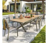 Hespéride - Table de Jardin Extensible Axiome Miel/Praline - 12 Places - Aluminium Traité Epoxy Antirouille - Meuble d'Extérieur à Rallonge Automatique