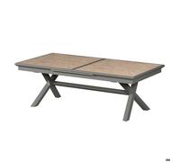 Table de jardin extensible ""Axiome"" effet bois honey & praline 12 places en aluminium traité époxy