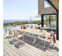 Hespéride - Table de Jardin Extensible Axiome Beige Lin - 12 Places - Aluminium Traité Epoxy Antirouille - Meuble d'Extérieur à Rallonge Automatique