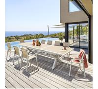 Table de jardin extensible AXIOME Effet bois Lin Blanc 12 places - Aluminium traité époxy Hespéride