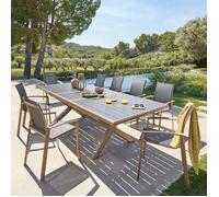 HESPERIDE - Table de Jardin Extensible Axiome Graphite/Miel - 10 Places - Aluminium Traité Epoxy Antirouille - Meuble d'Extérieur à Rallonge Automatique