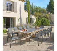 Table de jardin extensible ""Axiome"" graphite & honey 12 places en aluminium - Hespéride