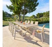 Table de jardin ""Axiome"" extensible lin & argile 10 places en aluminium - Hespéride
