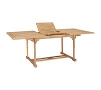 Table de Jardin Extensible, Bois de Teck Massif, Avec Trou pour Parasol, Design Moderne, Résistante aux Intempéries, Table a Manger Exterieur, Table Basse Jardin,Naturelle, 150-200x100x75 cm