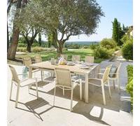 Table de jardin extensible carrée Evasion lin et argile Hespéride - Argile
