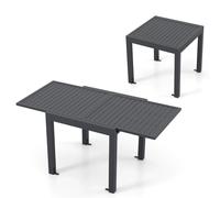 Table De Jardin Extensible En Aluminium Ajustable De 80 À 160 Cm Pour 4-6 Personnes Style Contemporain En Gris Foncé Helloshop26 20_0020484 Multicolore