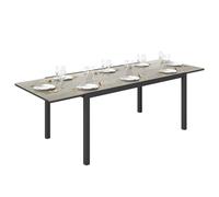 Outsunny Table de Jardin Extensible 160/240 cm 6-8 Personnes, Table extérieur en Forme rectangulaire, Bordure en Aluminium et Structure en Acier, idéal pour véranda, terrasse ou Patio, Gris