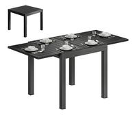 Table de jardin extensible - Outsunny - 4-6 personnes, rallonge auto-stockée - aluminium avec effet bois - 80-160 x 80 cm - noir
