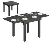 Outsunny Table de Jardin Extensible pour 4 à 6 Personnes, 160/80 x 80 x 75 cm, Table à Manger extérieure en Aluminium avec Plateau à Lattes, Pieds en Acier, pour terrasse, Balcon, Patio, Noir