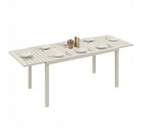 Table de jardin extensible - Outsunny - 6 à 8 personnes - plateau à lattes - aluminium - 150/225x85x75cm - blanc