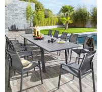 Table de jardin extensible ""Pavane"" graphite 12 places en aluminium traité époxy - Hespéride