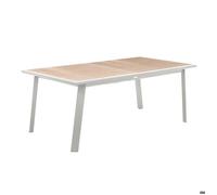 Table de jardin extensible ""Pavane"" lin & blanc 12 places en aluminium traité époxy - Hespéride