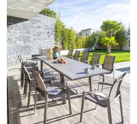 Table de jardin extensible PAVANE Seigle Praline 12 places - Aluminium traité époxy Hespéride
