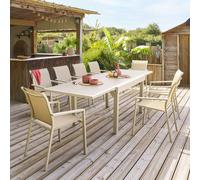 Hespéride - Table de Jardin Extensible Piazza Argile - 10 Places - Aluminium Traité Epoxy Antirouille - Meuble d'Extérieur à Rallonge Coulissante