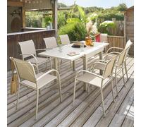 Table de jardin extensible Piazza aluminium blanc argile L.90/180 x l.90 x H.75 cm