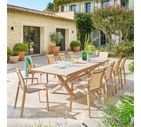 Table de jardin extensible rectangulaire AXIOME Argile / Honey 10 places - Aluminium traité époxy Hespéride