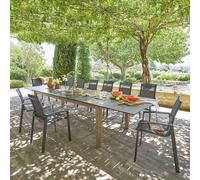 Hespéride – Table de jardin extensible Miceira 10-14 personnes miel et graphite L.266/395×110×75 cm