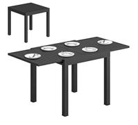 Outsunny Table de jardin extensible en aluminium avec plateau brillant - table extérieur 4-6 personnes avec rallonge auto-stockée - mobilier de jardin design pour terrasse et balcon, 80-160x80cm, noir