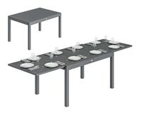 Table de jardin extensible - table terrasse - Outsunny - grande capacité 6-10 personnes rallonge 135-270cm - aluminium - gris