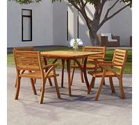 Table de Jardin Extérieur, 110x110x75 cm en Bois d'Acacia Massif, Traitement à l'Huile, Plateau à Lattes, Design avec Pieds Incurvés, Table de Jardin Exterieur Résistante aux Intempéries,Naturel