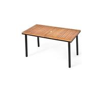 Costway Table À Manger De Jardin En Bois D'acacia Avec Trou De Parasol, Pour 6-8 Personnes, Extérieur Intérieur, 140 X 75 X 76 Cm Multicolore