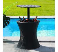 Table de Jardin Extérieur avec Bassine à Glaçon pour Boissons Fraiches - Table d'Appoint Hauteur Réglable Effet Rotin - Table Glac
