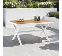 Table de Jardin extérieur Windy L 150 cm en Aluminium Coloris Blanc et Naturel pour 6 Personnes, résistante aux intempéries et Facile d'entretien, idéale pour terrasse ou Balcon