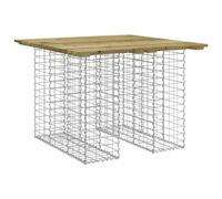 Table de jardin gabion 100 x 102 x 72 cm en bois de pin imprégné | Base gabion en acier galvanisé, rempli de pierres et de gravier, design compact, utilisation dans le jardin et la terrasse