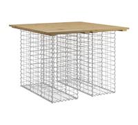 Table de jardin gabion en bois de pin imprégné, 100 x 102 x 72 cm | Base en acier galvanisé à remplir avec des pierres, design étroit pour des espaces limités, bois traité sous pression