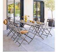 HESPERIDE - Table de Jardin Pliante Rectangle Greensboro 6 Places Café - Acier Antirouille Renforcé - Mobilier pour Jardin, Balcon, Terrasse