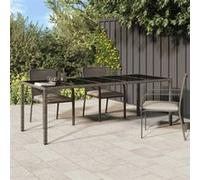 Table de jardin gris 250x100x75 cm Verre trempé et poly rotin
