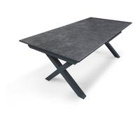 Table de jardin - Gris anthracite - Aluminium / céramique sur verre - 180/240 x 100 cm - Floride