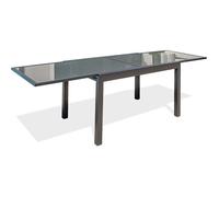 DCB Garden Table de jardin Tolede – Aluminium, plateau en verre, gris anthracite 135/270 x 90 cm