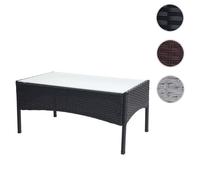 Table de jardin Halden, poly-rotin, avec plaque de verre ~ anthracite