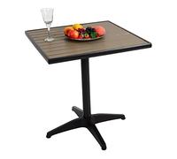 Table de Jardin HWC-J95 Aluminium Aspect Bois Noir, Gris