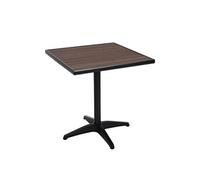 Table de jardin HWC-J95 aluminium aspect bois noir marron-foncé