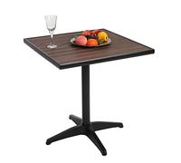 Table de Jardin HWC-J95, Table de Balcon Table de bistrot, Aluminium Aspect Bois - Noir, Marron-foncé