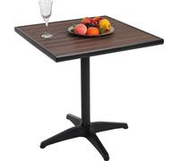 Table de Jardin HWC-J95, Table de Balcon Table de bistrot, Aluminium Aspect Bois - Noir, Marron-foncé