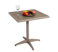 Table de Jardin HWC-J95, Table de Balcon Table de bistrot revêtement Aluminium Aspect Bois - Champagne, Gris