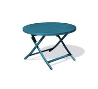 Table de jardin ronde pliante en aluminium bleu canard
