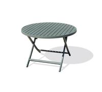 CITY GARDEN - Table de Jardin Marius Ronde Pliante en Aluminium Vert Kaki