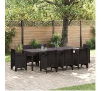 Table de jardin - Marron - 250x100x73 cm - Plastique synthétique - Extensible pour 8 personnes