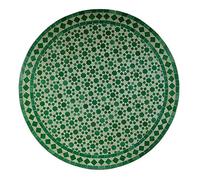 Table de jardin méditerranéenne | Mosaïque marocaine "M60-10" | Diamètre 60 cm avec cadre en fer | Fait à la main | Table de balcon décorative, table d'appoint ou table bistrot | MT2054