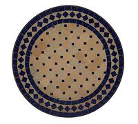 Table de jardin méditerranéenne | Mosaïque marocaine "Rhombe bleu" | Diamètre 45 cm avec cadre en fer | Fait à la main | Table de balcon décorative, table d'appoint ou table bistrot | MT2994