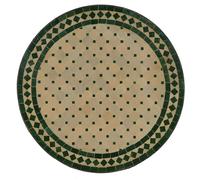 Table de jardin méditerranéenne | Mosaïque marocaine "Rhombe Vert" | Diamètre: 60 cm avec cadre en fer | Fait à la main | Table de balcon décorative, table d'appoint ou bistrot | MT2027