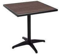 Table De Jardin Hwc-J95, Table De Balcon Table De Bistrot, Aluminium Aspect Bois Noir, Marron-Foncé Marron